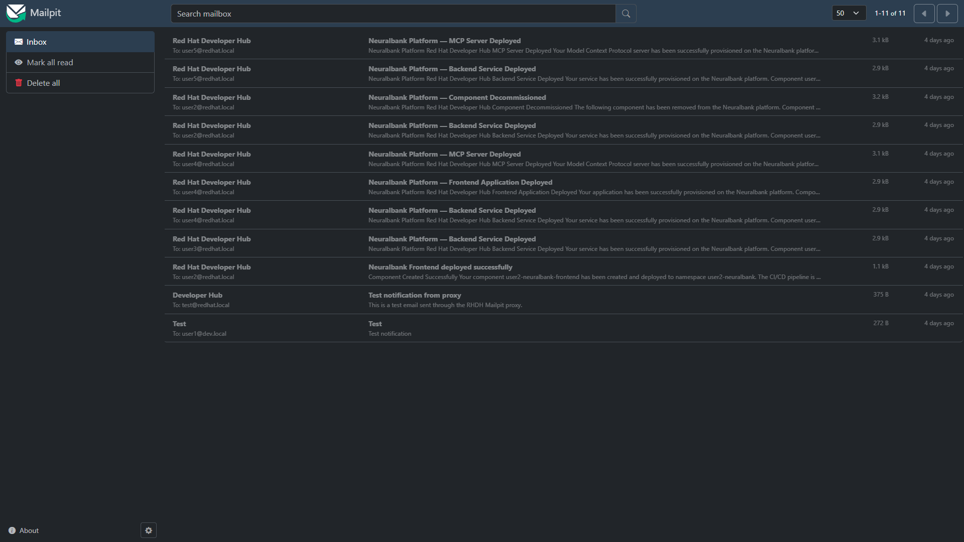 Mailpit - CDC Notifications
