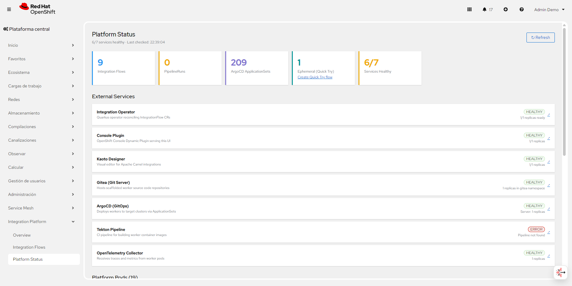 Platform Status — Operator