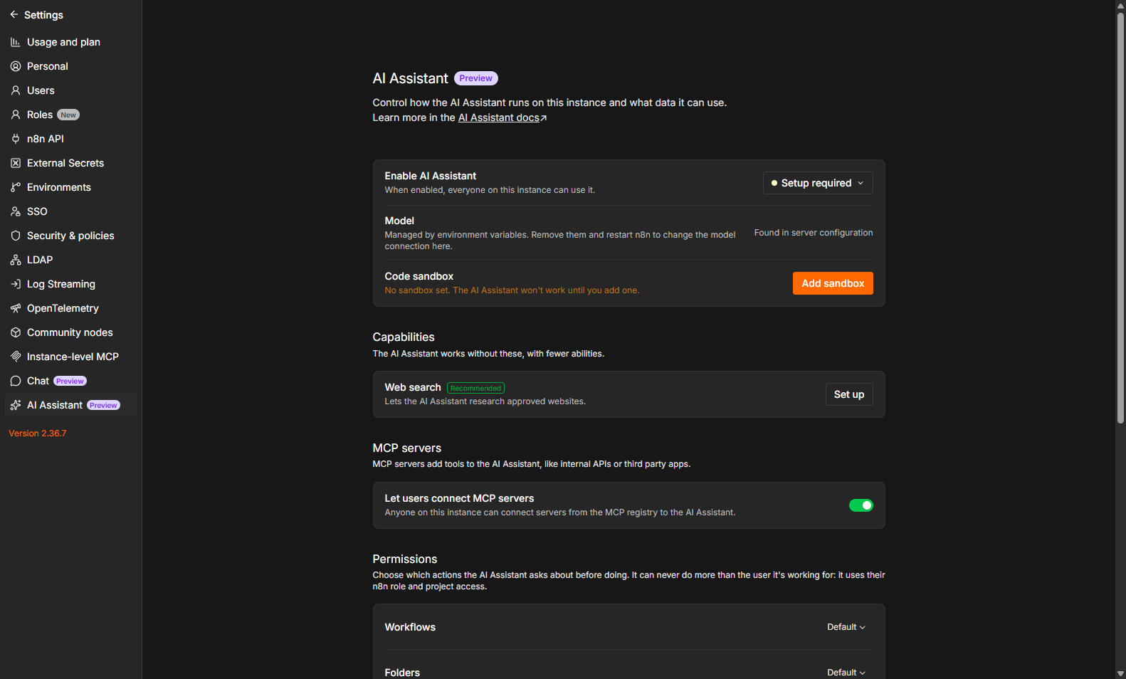 AI Assistant settings