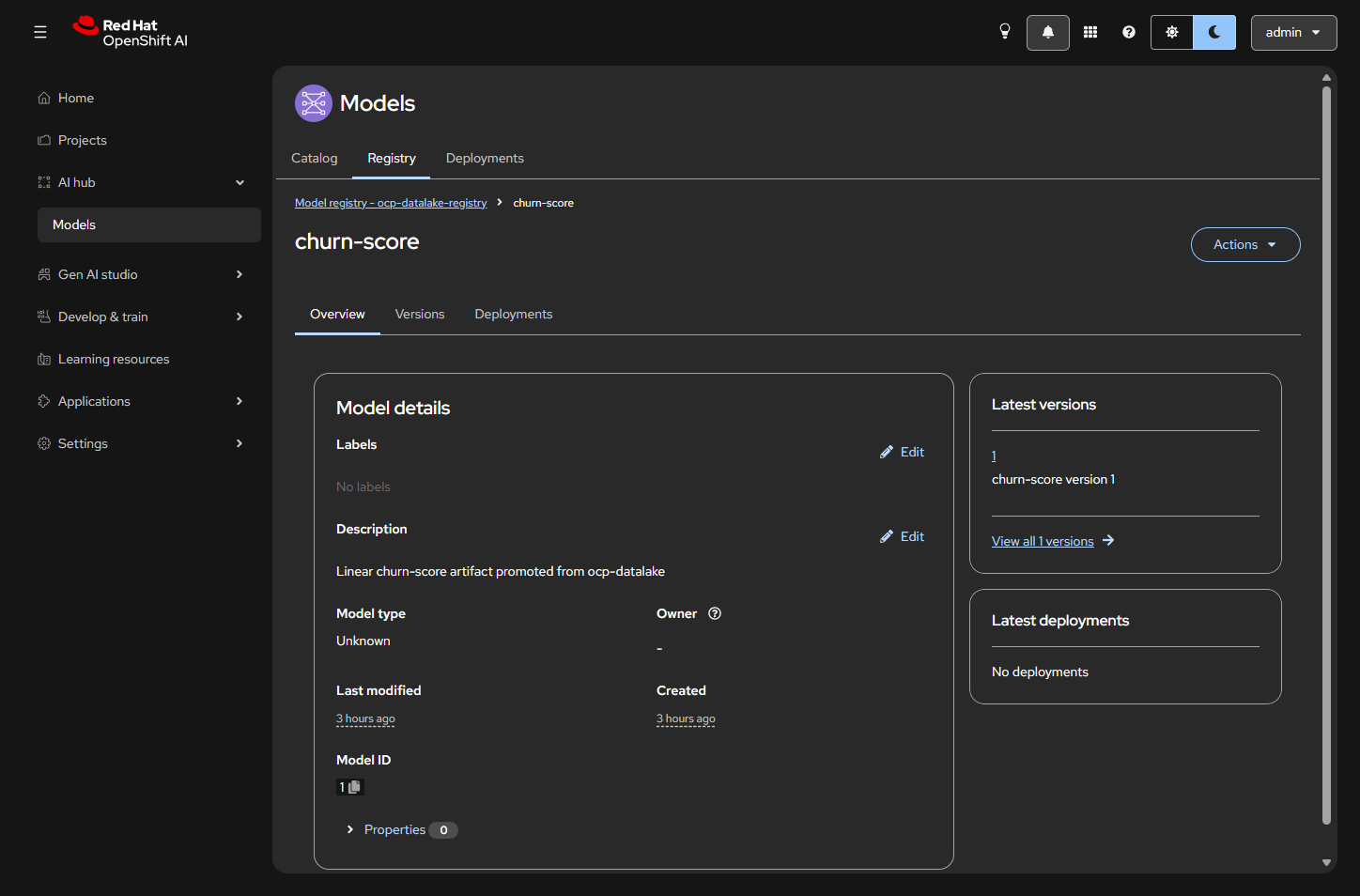 churn-score version 1 details