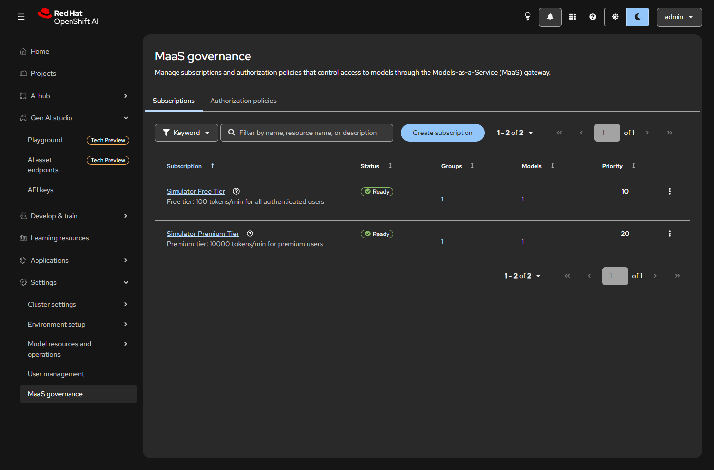 MaaS governance subscriptions Simulator Free and Premium Ready