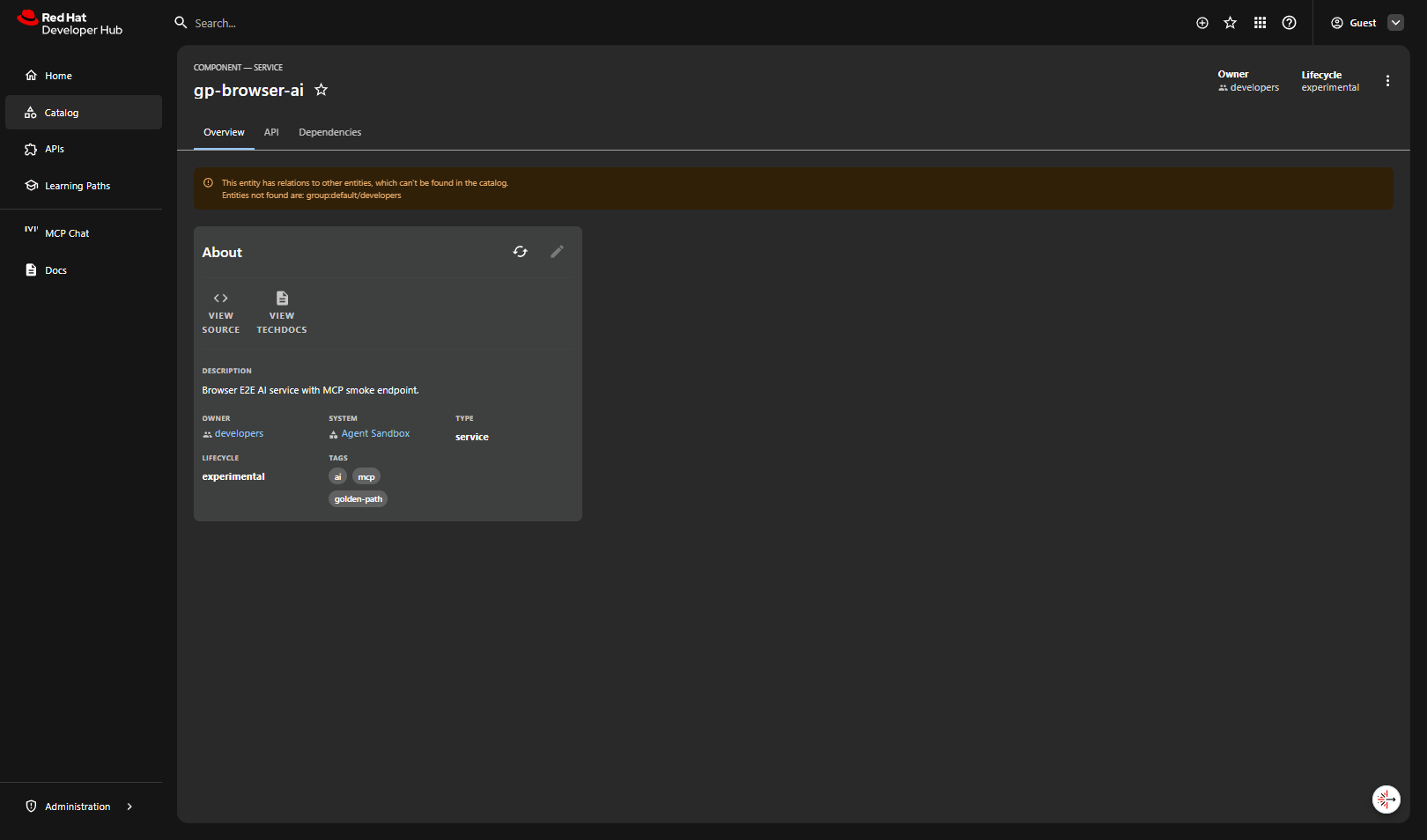 AI Service template success showing MCP wiring output